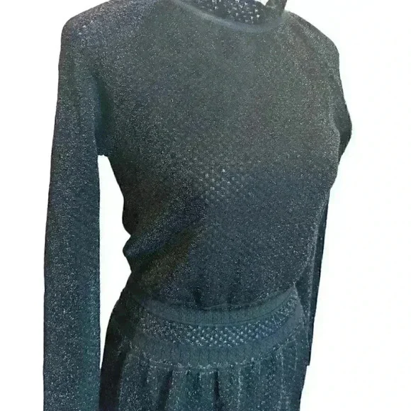 Tory Burch Women’s Isabelle Blouson Ruffle Neck Cocktail Dress Black Size Medium - Picture 8 of 12